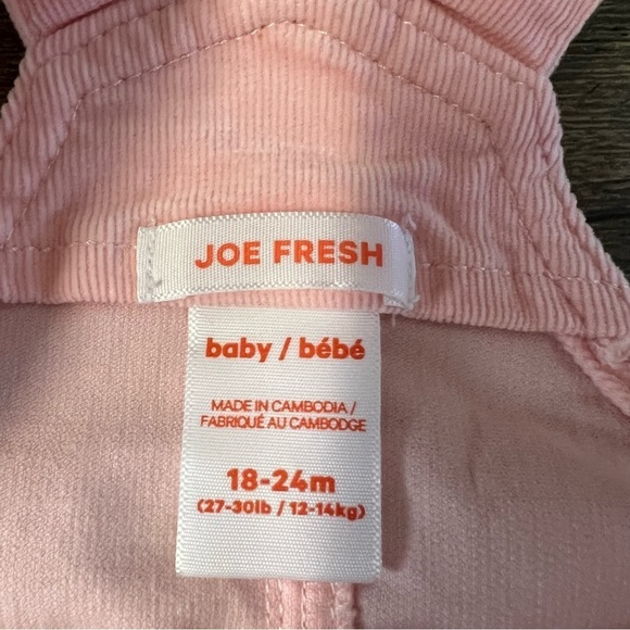 Joe Fresh Baby Girls Light Pink Corduroy Adjustable Straps Jumper Dress 18/24 M - Picture 9 of 10